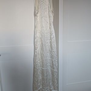 Meshki Claire Satin Drape Back Maxi Dress In Ivory